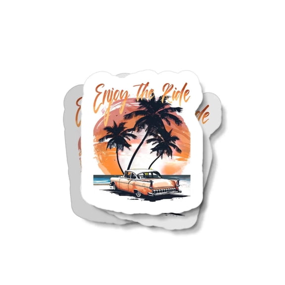 Enjoy the Ride Classic Car Waterproof Sticker