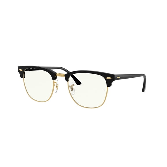 RAY-BAN RB3016 CLUBMASTER BLUE-VIOLET LIGHT CLEAR Square Shape Sunglasses Polished Black Frame | Clear Lens 51mm