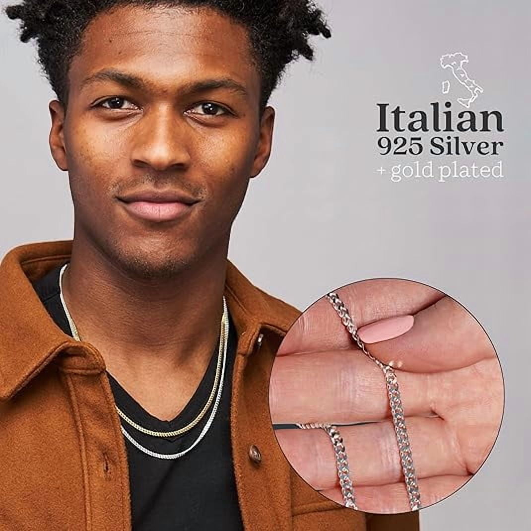 Kezef Rose Gold Chain Necklace for Men & Women – 3mm Cuban Link, Rose Gold-Plated Sterling Silver, Italian Made, Hypoallergenic, Tarnish Resistant, 22 Inch