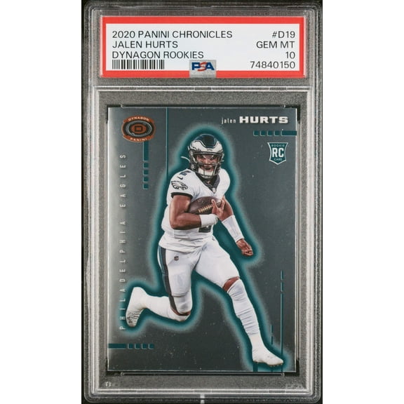 Graded 2020 Panini Chronicles Jalen Hurts #D19 Dynagon Rookies Rookie RC Football Card PSA 10 Gem Mint