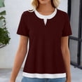 thumbnail image 6 of Levmjia Women's Mock Two Piece T-Shirt, Short Sleeve Round Neck Layered Top, Casual Loose Fit Tee, Everyday Basic Shirt, Soft Stretchy Fabric, 6 of 6