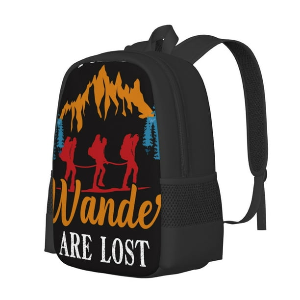 Easygdp Not All Who Wander Are Lost Hiking Mochila de Gran Capacidad Minimalista Ideal para Escuela, Viajes y Uso Diario