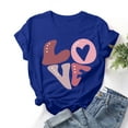 thumbnail image 2 of Womens Valentine's Day Tops Shirts Fashion Women Valentine's Day Print Short Sleeve T-shirt Novelty Graphic Tops Blue qILAKOG Size XXL, 2 of 4