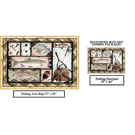Fishing Combo Area Rug Doormat Set Includes 37x52 Fishing Combo Area Rug Doormat Set Includes 37x52 Matching 18x30 Com