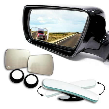Zone Tech Blind Spot Adjustable Square Mirrors - 2-Pack Square Blind Spot Mirror Adjustable Stick-On Exterior Side Mirror for All Cars Motorcycles Trucks Snowmobiles