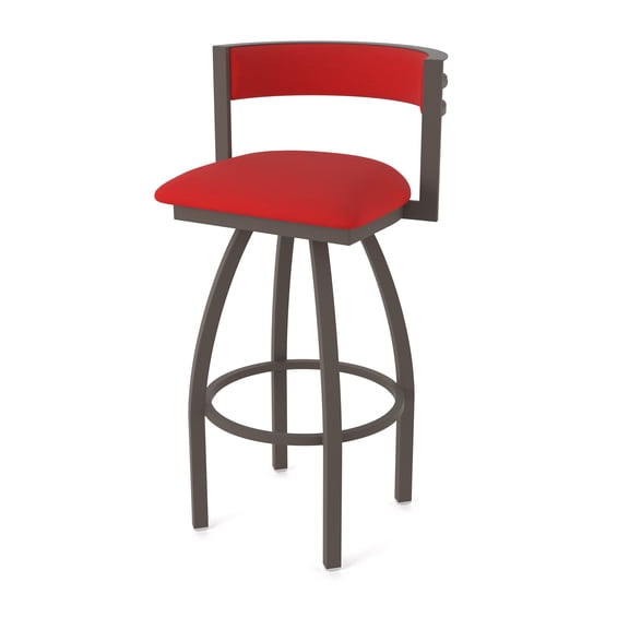 861 Artemis 25" Swivel Counter Stool with Bronze Finish and Canter Red Seat and Back