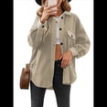 thumbnail image 1 of Chaqueta de Mujer de Gran Tamaño con Botones y Larga con Aberturas. Caqui M, 1 of 5