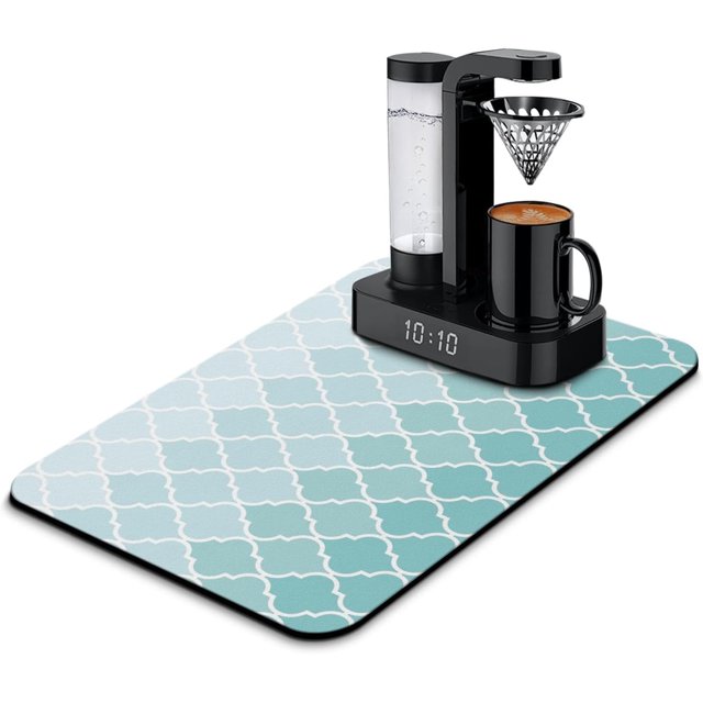Coffee Bar Mat Rubber Dish Drying Mat For Kitchen Counter Coffee Mat for Home Bar Gift Kitchen Mat Coffee Bar Accessories Decorative Coffee Shop Chocolate Dish Drying Pad 23.5x15.5in