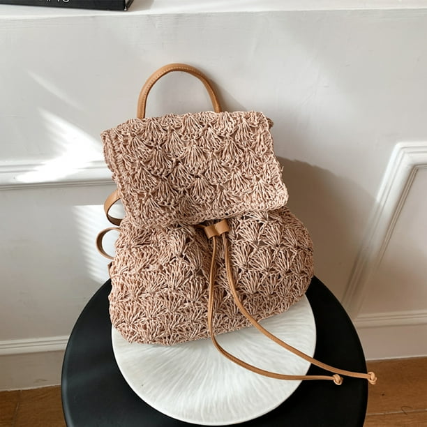 Hemp Backpack Mochila De Paja Para Mujeres Verano Bolsas De Viaje - Main Image