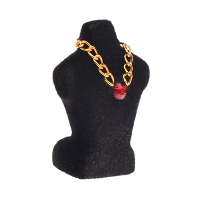 HILABEE Présentoir de Collier de Maison de Poupée 1/12 Maison de Poupée Scène Réaliste Bricolage Support de Collier Noir