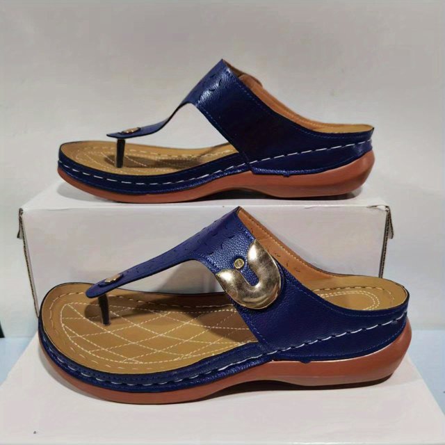 Women‘s Wedge Flip Flops Arch Support Soft Sole Slip On Slide Sandals Comfy Going Out Sandals