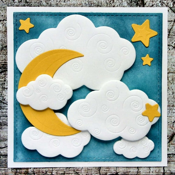 Die Cuts for Card Making, Ouginx Night Sky Clouds Stars Moon Metal Cutting Dies DIY Die Cutters Die Stencils for Scrapbooking, Embossing & More