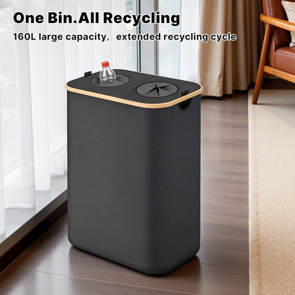 42.27gal Large Outdoor Waste Bins 900D Oxford Fabric Dual-Bag Tear-Resistant Recycling Bins Reinforced Base Multi-Purpose Storage Container for Kitchen Indoor Outdoor Use