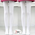thumbnail image 2 of BLVB 2PC Girls Tights Women Dance Stockings Soft Footed Opaque Tights for Toddler, Kids and Women White, 2 of 7
