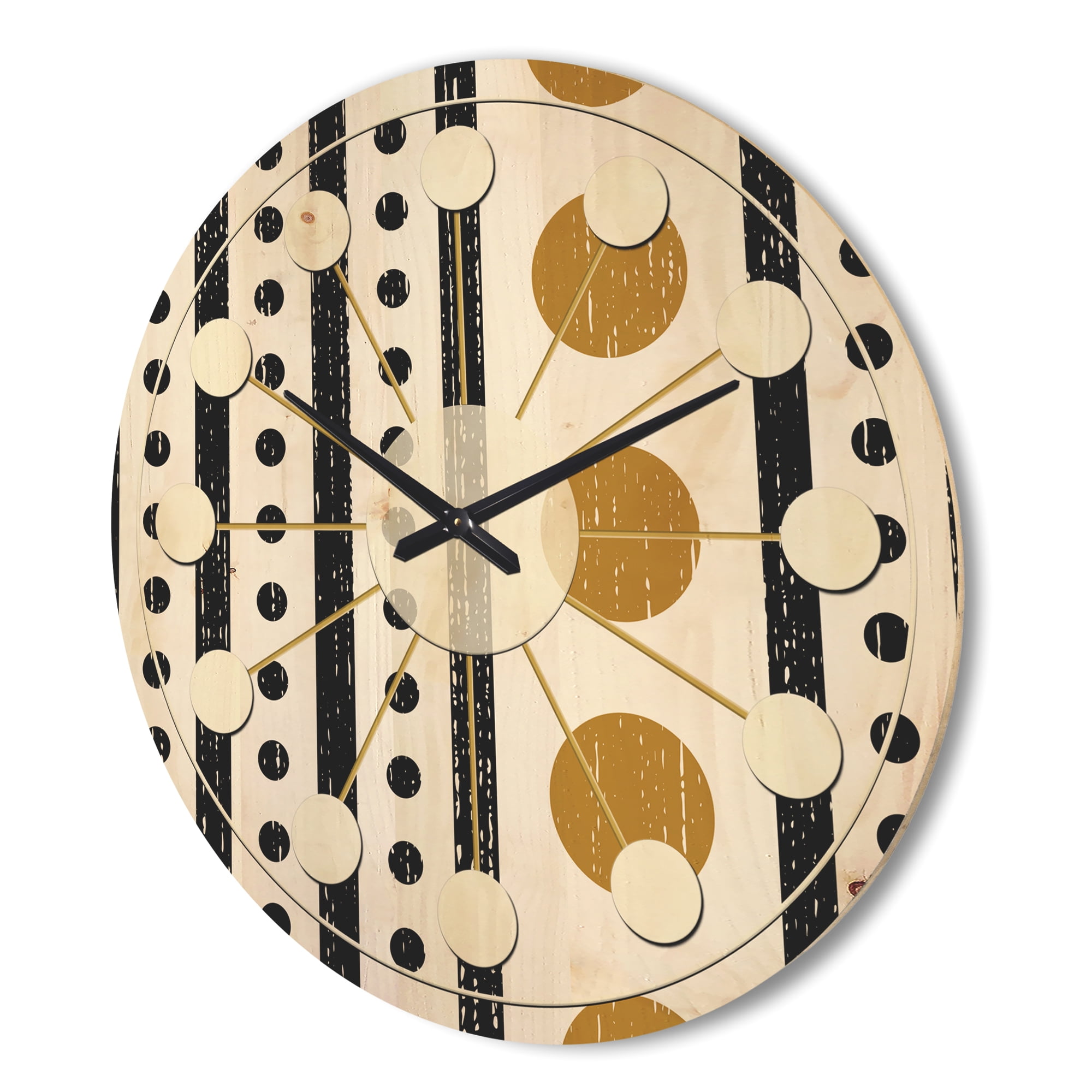 Designart 'Geometrical Abstract Retro Minimal Pattern VI' Mid-Century Modern Wood Wall Clock