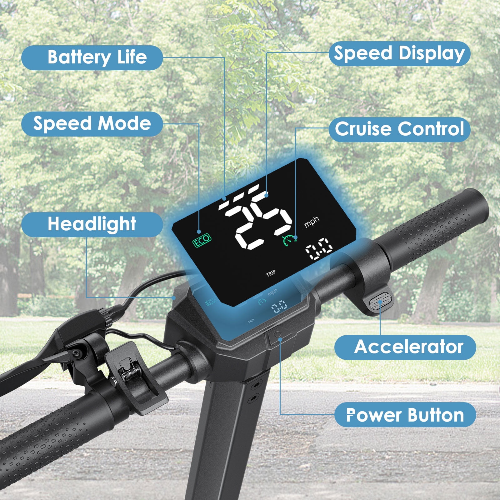 500W Motor Electric Scooter 10" Solid Tires, up to 25MPH and 30Miles Long-Range Portable Commuting Scooter