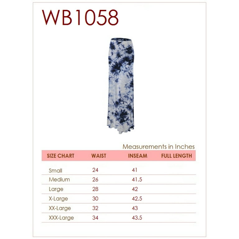 Made by Johnny Women's Tie Dye Fold Over Maxi Skirt XL WINE