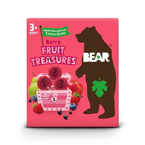 Bear Treasures Kids Snack 3+ Years Berry Flavour 5 x 20g, British Import (Pack of 3)
