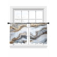 thumbnail image 6 of Modern White Gold Sheer Curtains for Living Room Bedroom Abstract Geometric Marble Printed Sheer Curtains 45 Inch Long 2 Panels Set Light Filtering Curtain Window Treatments Drapes for Dining Room, 6 of 6