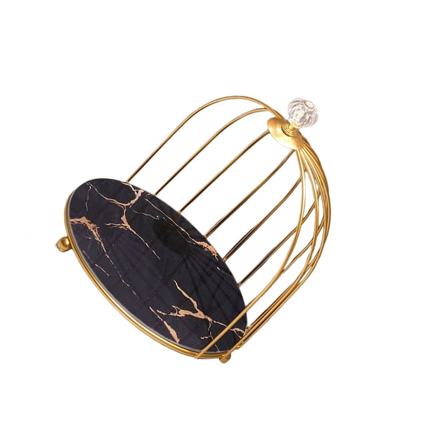 Soporte de artículos de tocador para cosméticos, organizador de suministros, estante de almacenamiento, estantes de hierro, soporte de mesa, Almacenamiento y organización del hogar Capa única negra Inteprter HA080147-04B