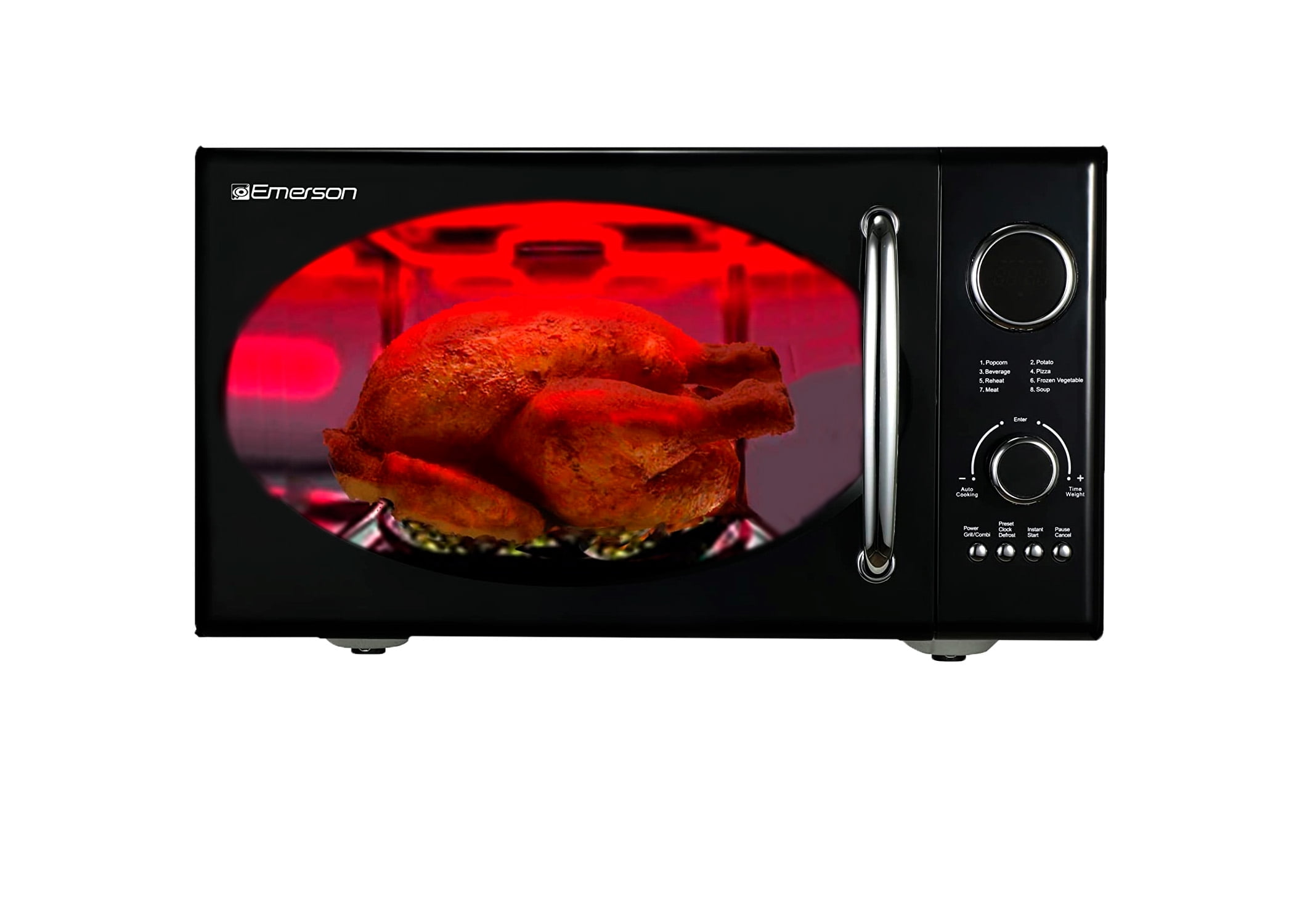 Emerson 0.9 Cu. Ft., 800W Retro Black Microwave Oven with Grill, MWRG0901BK