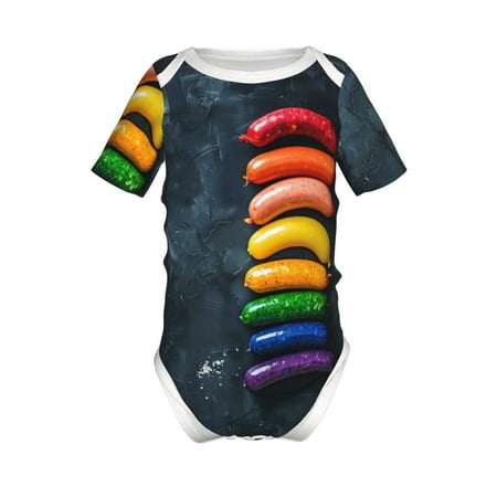 

Coaee Rainbow Sausages On Dark Slate for Soft Baby Short-Sleeve Bodysuit Baby Climbing Clothes Baby Girls Boys Bodysuit Romper-12 Months