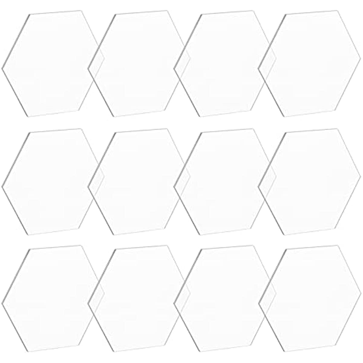 12PCS 3.4x3.9 Inch Clear Acrylic Sheet 3mm Thick Hexagon Plexiglass