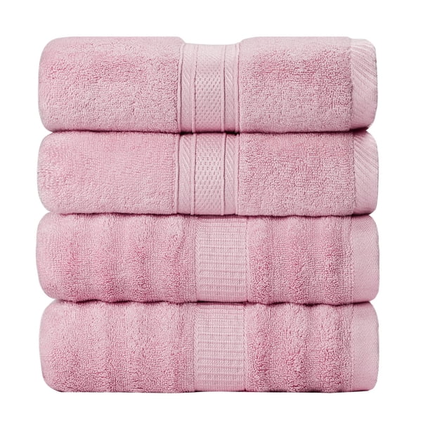 Toallas de Baño Unique Bargains Bambú Algodón 4uds 27x54 Pulgadas Rosa