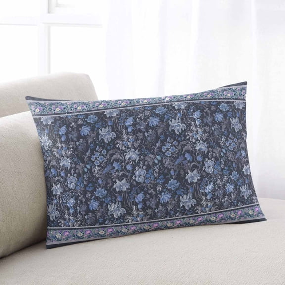 Navy Blue Floral Throw Pillow Covers, Ethnic Tribe Abstract Art Flowers Soft Breathable Pillow Cases with Invisible Zipper for Sleeping, Small Pillowcases for Couch Bed Sofa Chair 16x24 Inches