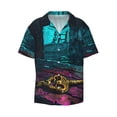 thumbnail image 2 of Lsque Lost Golden Key print Men's Cuban Collar Short Sleeve Shirt Summer Beachwear Casual Button Down Fashionable Vacation Leisure Shirt-3X-Large, 2 of 7