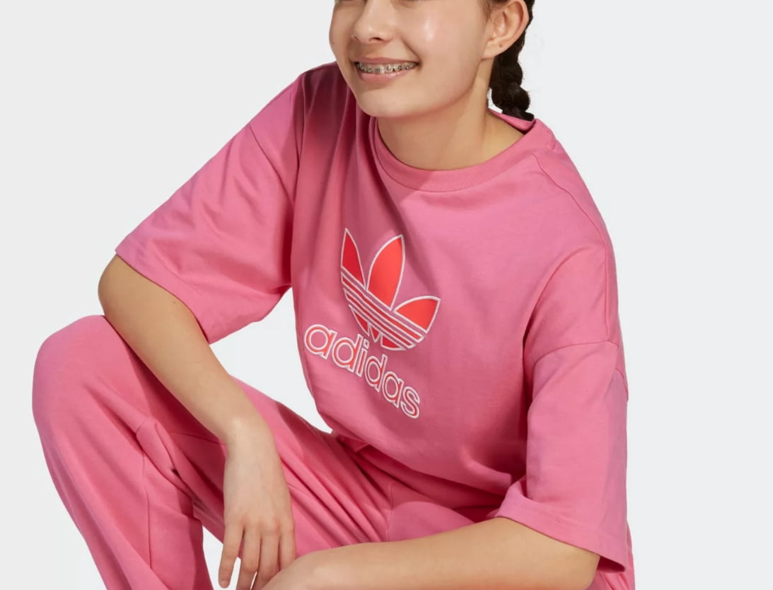 adidas Kids' Oversized Trefoil Tee size L 13-14 yr