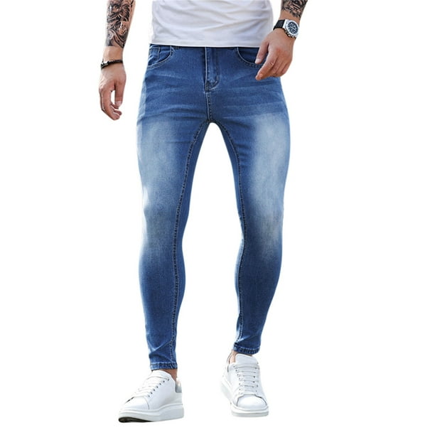 Sunisery Men Slim Stretch Jeans Skinny Jeans Slim Tight Small Foot
