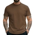 thumbnail image 2 of Qwertyu Men's Turtleneck T-Shirts Short Sleeve Mock Neck Summer Shirts Solid Color Quick Dry Workout Tee Shirts Coffee XL, 2 of 4