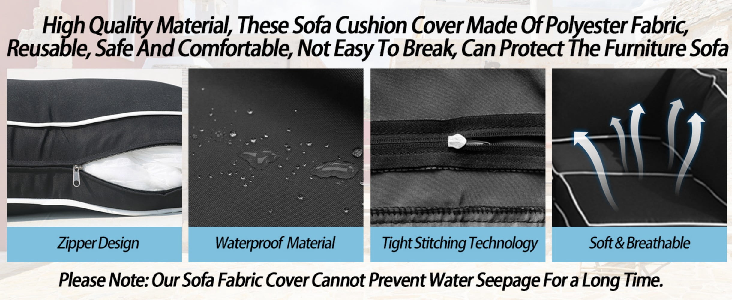 FKS LIFE 14-Piece Waterproof Patio Cushion Covers Set, Fade-Resistant Outdoor Cushion Slipcovers for Patio Furniture & Living Room, Versatile Replacement Covers for Couches, Chairs(25x25x3.15)