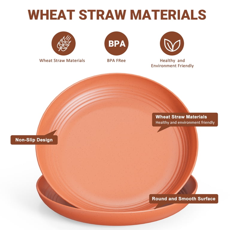 TINANA 10-Inch Wheat Straw Dinner Plates Set of 8 photo 5