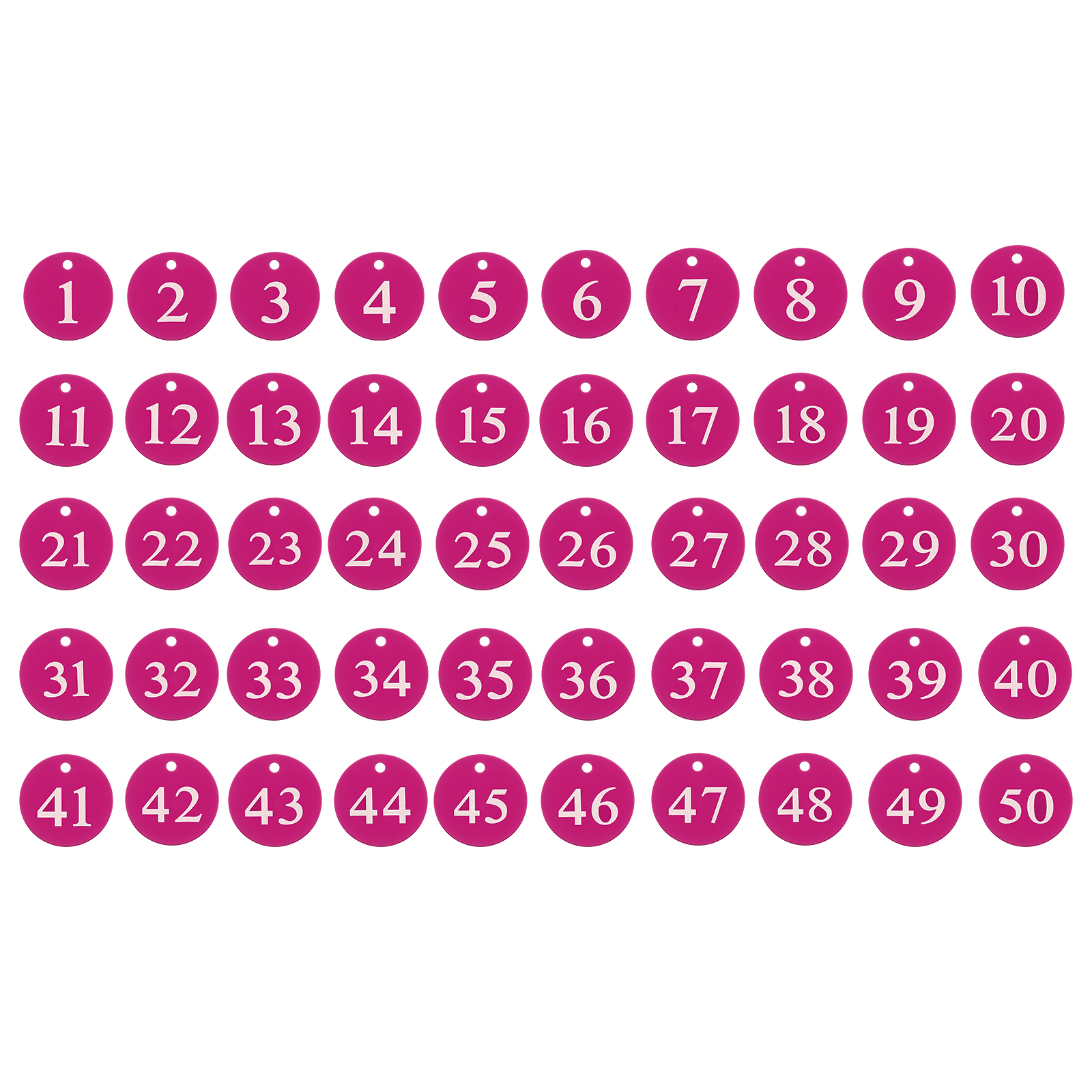 50PCS Number Tags 1-50, Number Key Tags Aluminum Numbered Tags Metal Key Tags Keychain with Key Rings for Organizer Field Sales Hangers Clothes Labels ID Tag, Rose Red