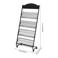 thumbnail image 2 of 4-Layer Mobile Metal Floor-Standing Magazine Newspaper Rack Black with Wheeled, 2 of 23
