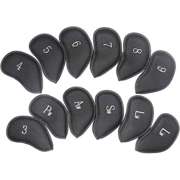 Golf 12pcs PU Thick Synthetic Leather Golf Iron Head Covers Set Headcover Fit All Brands