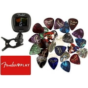 Fender FCT-2 Pro Color Clip-On Tuner Bundle with 24 Guitar Picks