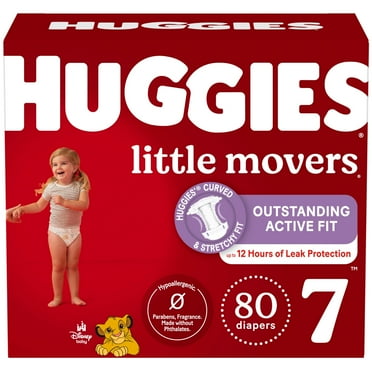 Huggies Size 7 Diapers, Little Movers Baby Diapers, Size 7 (41  lbs), 80 Count (2 packs of 40)