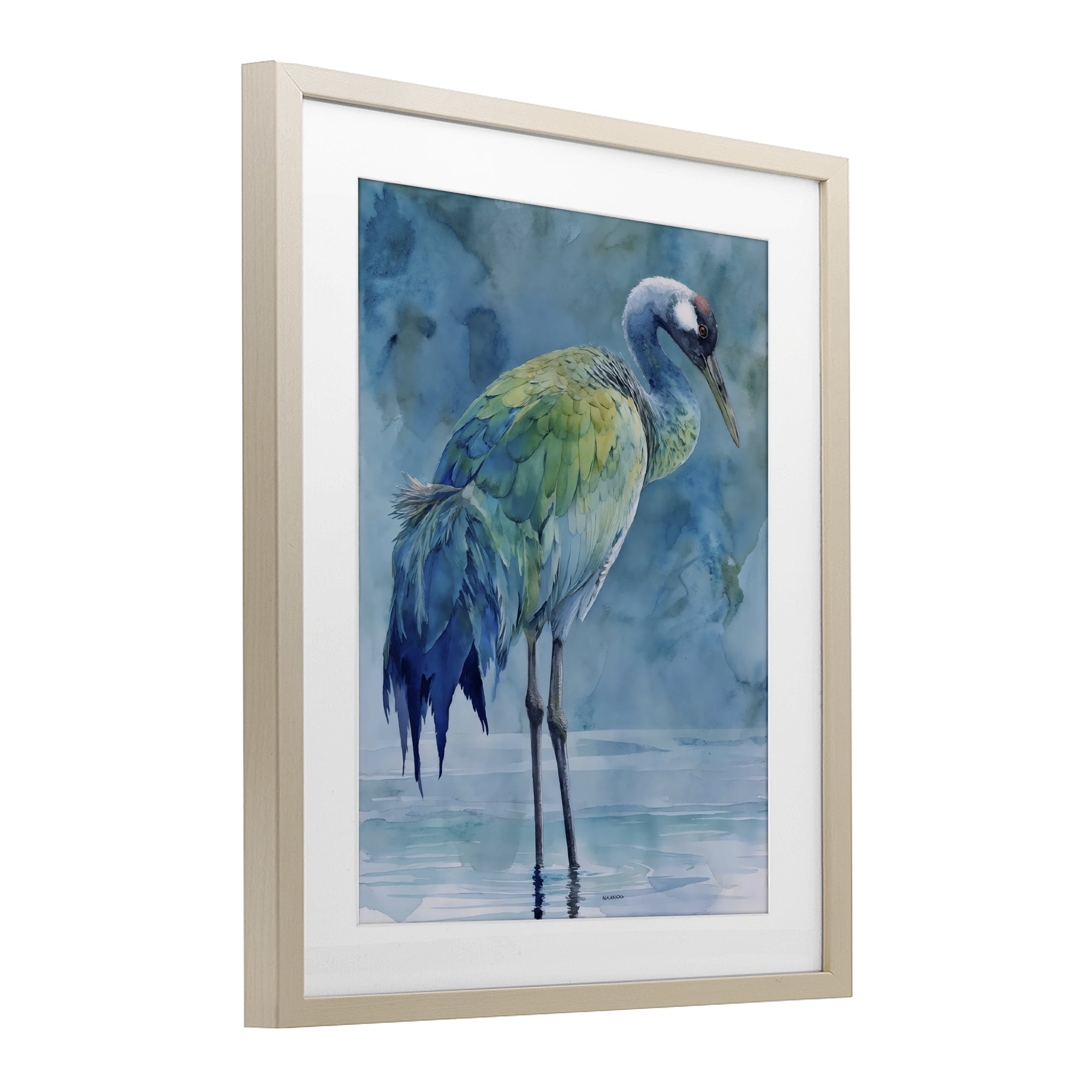 Stupell Industries Turquoise Feathered Coastal Bird Birch Framed Print Under Glass, design by Franklyn Gregory