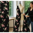 thumbnail image 5 of Soimoi Black Cotton Voile Fabric Leaves & Rose Floral Print Fabric by Yard 42 Inch Wide, 5 of 7