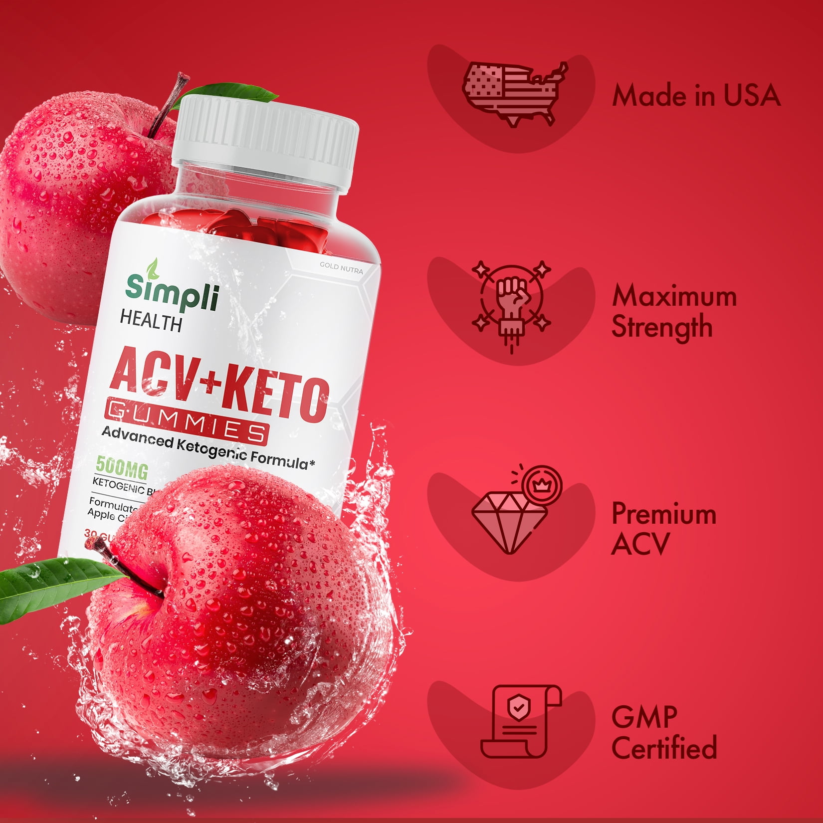 Simpli Health ACV Gummies, Maximum Strength, Simple Health Keto ACV Gummies Dietary Supplement (5 Pack)