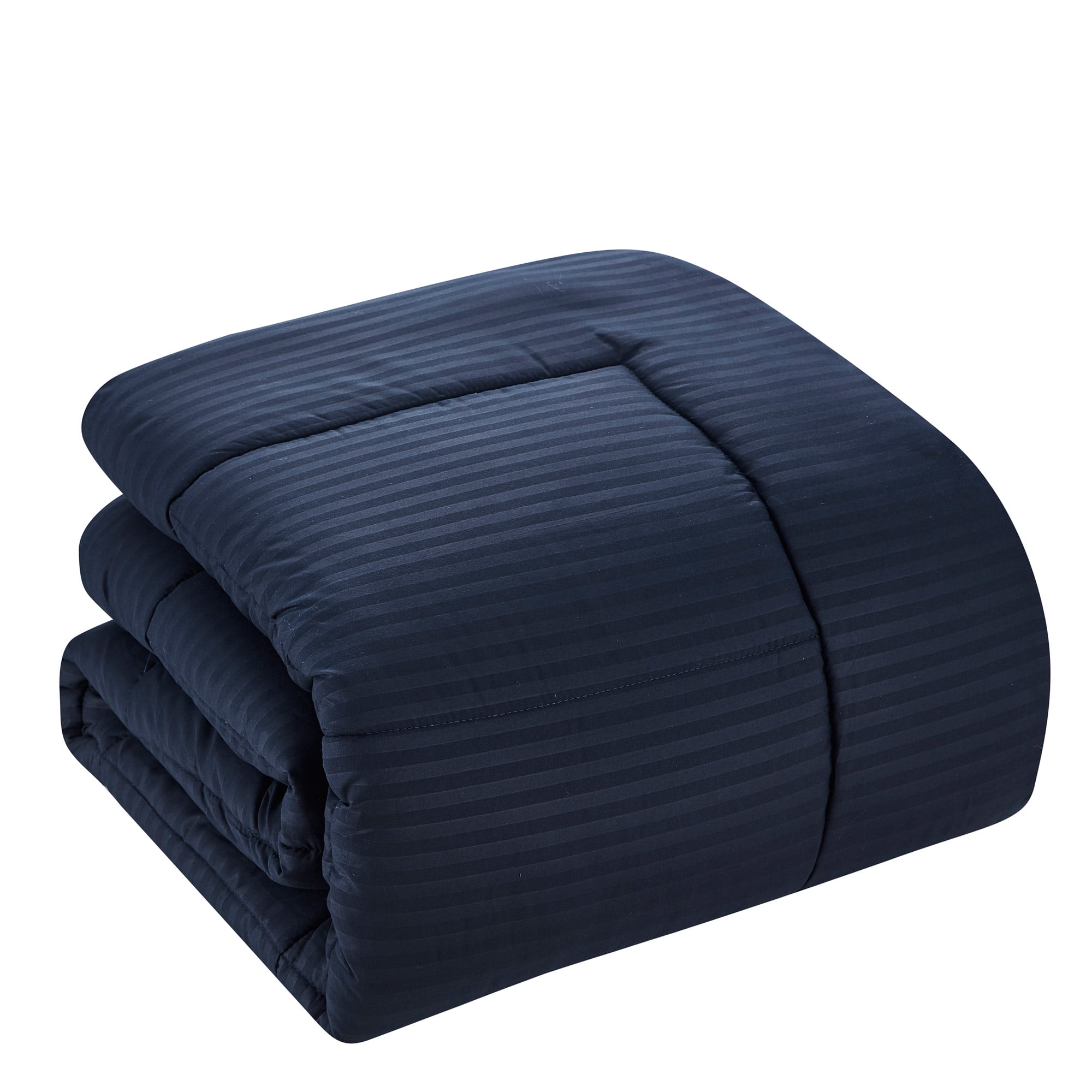 Dobby Stripe Bed in A Bag 8 Piece Comforter Sheet Bed Skirt Sham Set King - Navy