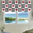 thumbnail image 3 of Valentine's Day Valances for Windows Red Heart Buffalo Plaid Black White Rod Pocket Curtain Valance Window Treatment Short Curtains for Kitchen Living Room, 60"x14", 3 of 9