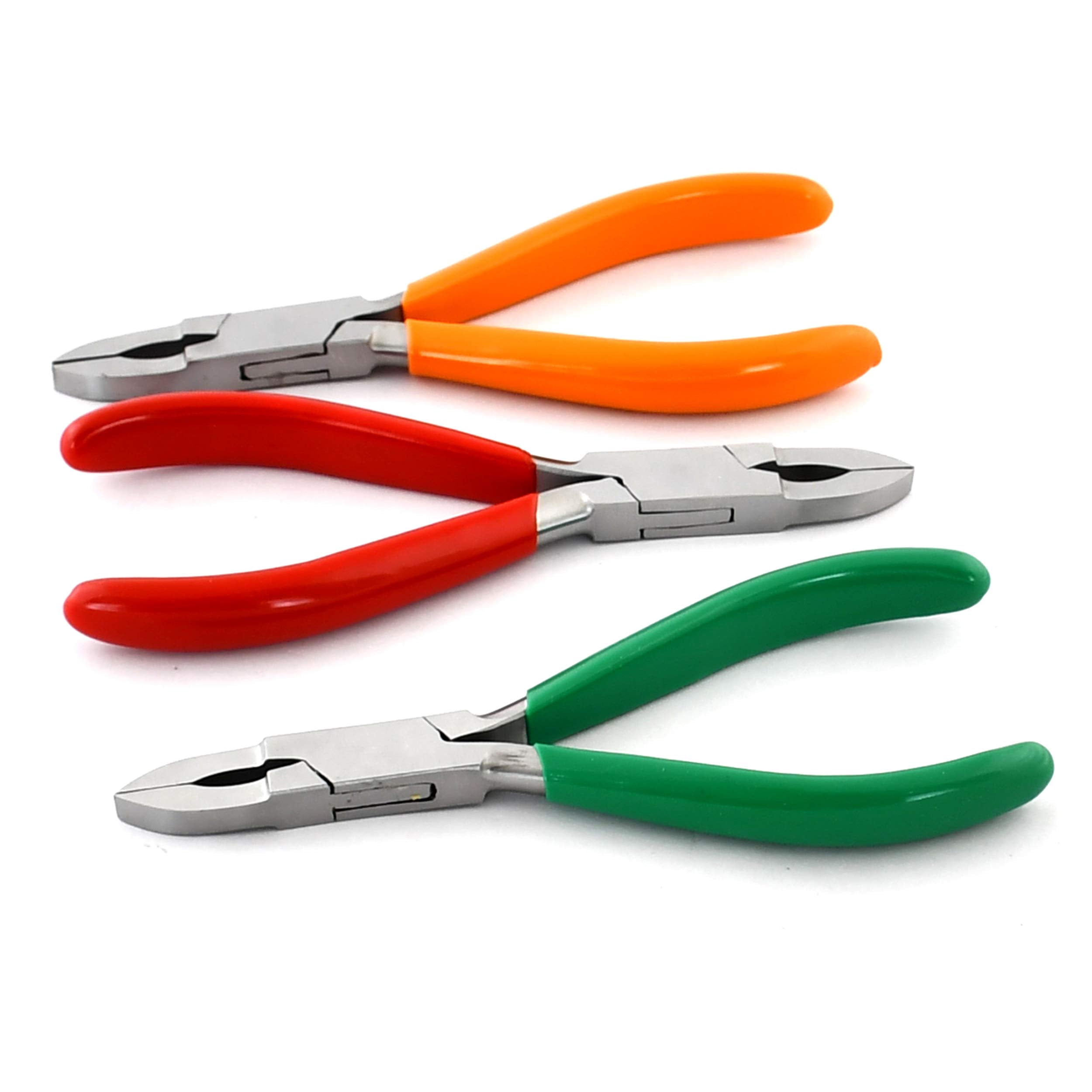 OdontoMed2011 Set of 3 Pieces Loop Closing Pliers-Perfect for Closing Jump Rings Green, Red & Orange Grip