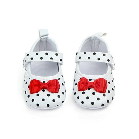 BOBORA Baby Girl PU Polka Dots Shoes Princess Sole Anti-slip Party Baby Girls First