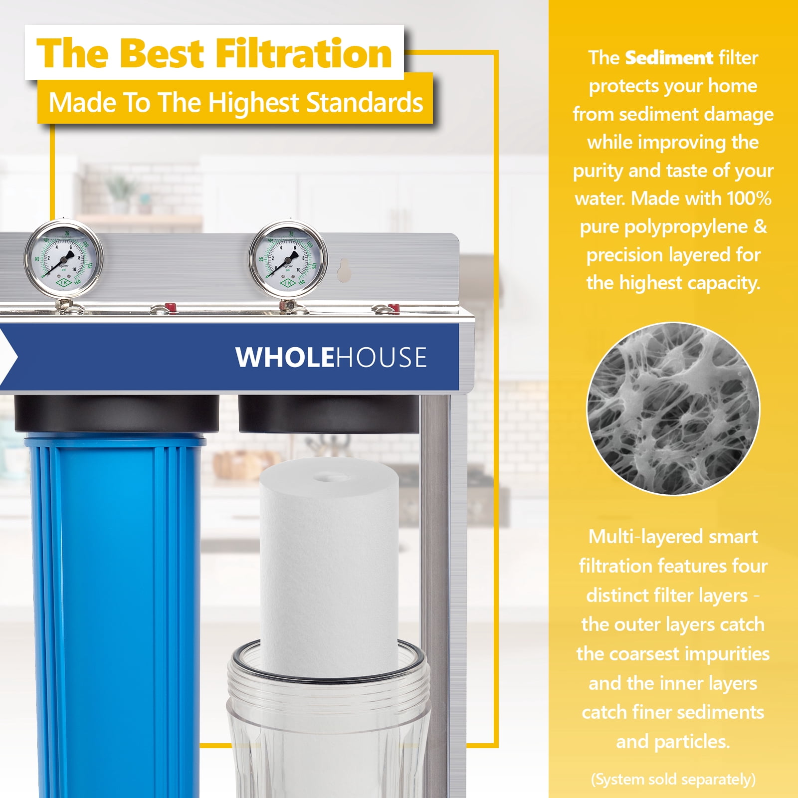 Express Water – Big Blue Sediment Replacement Filter – SED Dirt, Sand, Rust High Capacity Water Filter – Whole House Filtration – 5 Micron – 4.5” x 20” inch