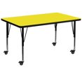 thumbnail image 1 of Mobile 36''W x 72''L Rectangular Yellow HP Laminate Activity Table - Height Adjustable Short Legs, 1 of 3