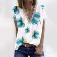 thumbnail image 2 of Tops de encaje básicos con estampado casual de manga corta con cuello en V delgado para mujer Fridja hjk4957, 2 of 5